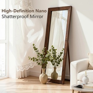 Miroir à cadre en bois au design minimaliste, idéal pour les bureaux, les centres commerciaux, les studios de danse et les vitrines de boutiques, fabriqué à la main en Inde - Product Image 3