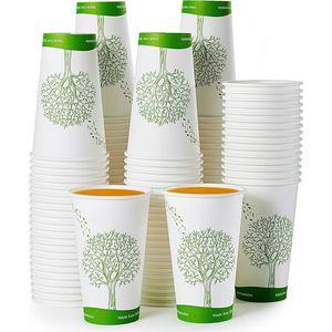 210 gobelets jetables écologiques de 16 oz, gobelets en papier biodégradables avec revêtement PLA, compostables pour les fêtes et le café - Product Image 1