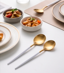 Modern Flatware Set With White Handles And Gold <b>Mirror</b> Finish Dishwasher Safe For Wedding Cutlery And Home Use - Product Image 3