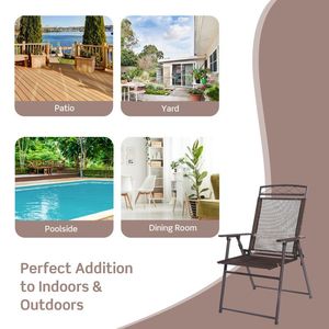 Ensemble de 4 chaises pliantes en acier pour patio, camping et terrasse - Product Image 4