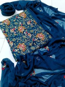 Vestido de gasa de corte bordado indio/paquistaní, producto en oferta 2022 - Product Image 6