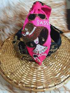 Handmade Velvet Christmas Santa <b>Headband</b> Beaded Embroidered Hair Accessory Wholesale MOQ for Holiday Headpiece - Product Image 4