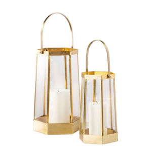 Farol de Vela Decorativo de Metal y Vidrio Transparente Estilo Marroquí Hecho a Mano, Acabado en Oro Antiguo, para Colgar o de Sobremesa, Venta al Por Mayor - Product Image 4