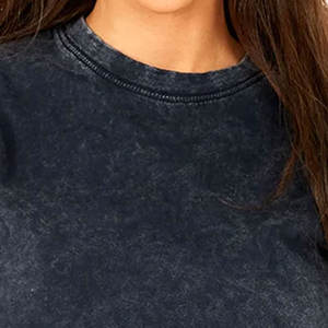 เสื้อยืดผ้าฝ้ายหนาน้ำหนักมากสำหรับผู้หญิง สไตล์ลำลอง ล้างสีแบบแอซิดวอช แต่งดีเทลขาดๆ แบบสั่งพิมพ์ได้ ทรงปกติ สีดำล้วน ย้อมสีแบบธรรมชาติ เป็นมิตรต่อสิ่งแวดล้อม ระบายอากาศได้ดี - Product Image 3