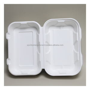 100% Compostable Bagasse Clamshell 9x6 Size Heavy-Duty Takeout Box Eco-Friendly Custom Bulk Packaging Hinged Food <b>Container</b> - Product Image 1
