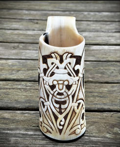 Jarras de cuerno nórdico y tazas para beber, artesanías naturales pulidas para servir cerveza, vino, té, café o leche - Product Image 3