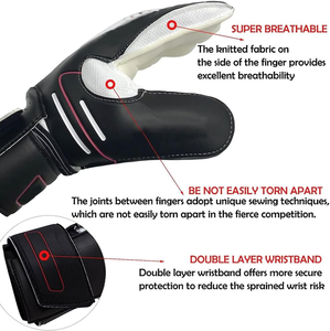 ถุงมือผู้รักษาประตูมืออาชีพรุ่นใหม่ พร้อมอุปกรณ์ป้องกันนิ้วมือ สำหรับผู้ใหญ่และเด็ก ถุงมือผู้รักษาประตูแบบหนา ทำจากยางลาเท็กซ์เนื้อเรียบ สำหรับฝึกซ้อมฟุตบอล - Product Image 3