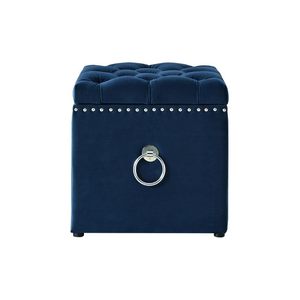 Square <b>Ottoman</b> with Knob Handle Velvet Fabric Seating <b>Stool</b> Foot Rest Upholstered Makeup Dressing <b>Stool</b> Padded Seat Shoe Bench - Product Image 2
