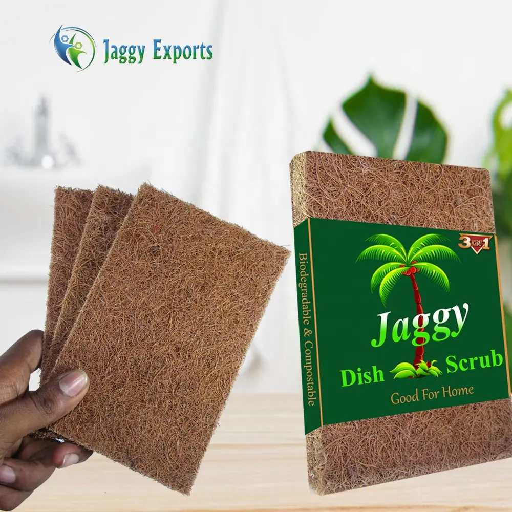 coconut kitchen cleaning coir scrubber natural sponge dish scrub Ayurveda herbal vessel clean scouring pad non scratch sisal pad