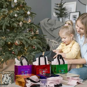 Sacchetti regalo multicolori piccoli e leggeri per compleanno, design divertente, 12 pezzi, confezione regalo per feste (8x3) - Product Image 1