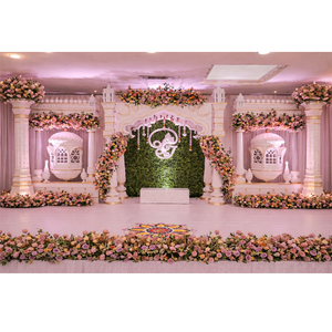 การตกแต่งเวทีงานเลี้ยงฉลองสมรสแบบอินเดียสีขาวสุดหรู ชุดเฟอร์นิเจอร์เวทีงานแต่งงานดีไซน์เนอร์สุดหรู - Product Image 1