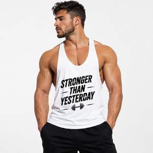 Débardeur de sport pour homme, coupe ajustée, respirant, séchage rapide, mélange de coton, pour la musculation - Product Image 1