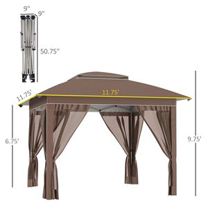 12FT X 12FT Instant Pop up <b>Canopy</b> Sun Shade <b>Tent</b> with Adjustable Height 3-Level Mesh Sidewall Netting and Storage Bag - Product Image 3