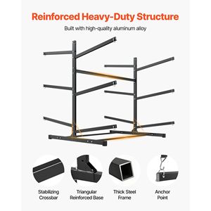 ชั้นวางเรือคายัคแบบหนัก 6 ลำ รับน้ำหนักได้ 400 ปอนด์ สำหรับใช้ภายใน/ภายนอกอาคาร แบบตั้งพื้น สำหรับเก็บในโรงรถ โรงเก็บของ หรือท่าเรือ - คุณภาพพรีเมียม - Product Image 4