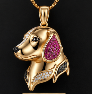 Collar con Colgante de Perro de Plata de Ley 925 Bañado en Oro con Zirconia, Cadena con Dije de Animal para Regalo o Fiesta - Product Image 5