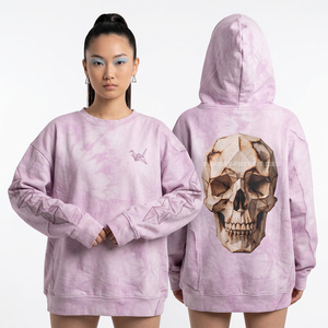 Custom 400GSM Pastel Purple Cloud Wash Hoodie Women Geometric Origami Skull Graphic Print Streetwear <b>Pullover</b> Hooded <b>Jumper</b> - Product Image 1