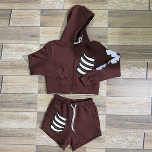 Conjunto de Sudadera con Capucha y Pantalones Cortos Personalizados para Hombre, de Alta Calidad, 100% Algodón Orgánico, Conjuntos Deportivos para Hombre - Product Image 3