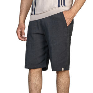 Pantalones Cortos Bermuda de Algodón Tejido de Color Liso para Hombre 2026 con Bolsillos, Cintura Elástica, Estilo Casual, Tiro Medio - Product Image 6