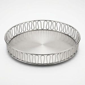 Plateau de service artisanal en forme de feuille en acier inoxydable SS304 de 32 cm, finition satinée, pour décoration intérieure, modèle H Chakori Wire Gallery Platter Ins - Product Image 6