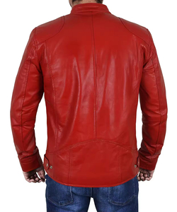 Solid Color Genuine Leather High Street Style Men's Winter <b>Jacket</b> with Front Zip Pockets <b>Waterproof</b> & Eco-Friendly Canvas Fabric - Product Image 2