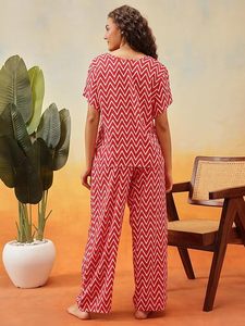 Women’s Soft Cotton Printed Nightwear Set Round Neck Half Sleeve Top and <b>Pyjama</b> Bottom Comfortable Set - Product Image 2