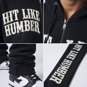 Conjunto Deportivo para Hombre con Cremallera Completa y Bordado, Sudadera con Capucha Oversize de Algodón Terry con Cremallera, Pantalones Deportivos Apilados de Forro Polar de 430 GSM - Product Image 6