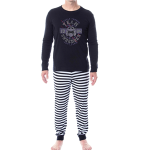 Custom <b>Men's</b> Modal Sleepwear Breathable Long Sleeve <b>Pajama</b> <b>Set</b> with Woven Logo Nightgown (XL) - Product Image 1