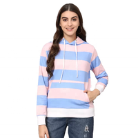 Vente Flash 2025 – Sweat à Capuche Tricoté Rayé Grande Taille pour Femme, Respirant, Doublure Spandex/Coton, Automne Hiver