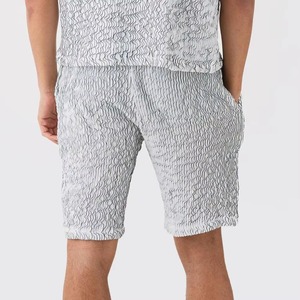 Adults Men's Solid Polyester Knitted T-Shirt and Shorts Set Casual Summer Wear Breathable <b>Knee</b> Length White - Product Image 3