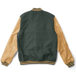 Veste universitaire pour homme, violette, manches orange, fermeture éclair décontractée, col rabattu, coupe classique, matière PU, automne - Product Image 6