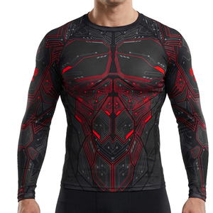 Camiseta de Compresión Rashguard para MMA con Logotipo Personalizable, Impresión Digital, Spandex/Poliéster Ecológico, Unisex, Venta al Por Mayor, Ropa BJJ - Product Image 3