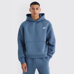 Nuevas Sudaderas con Capucha para Hombre, Color Azul Pizarra, 100% Algodón, Corte Holgado, Hombros Caídos, Tela Deportiva, Logotipo Personalizado, Sudadera con Capucha, Ecológica, OEM - Product Image 1