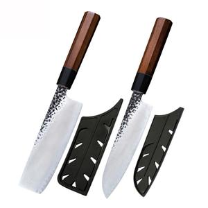 Couteau de cuisine japonais Santoku Nakiri Xingye VG10 en acier Damas de 7 pouces, lame martelée, couteau Damas forgé à la main - Product Image 3