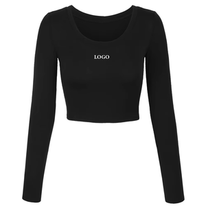 เสื้อครอปแขนสั้นคอกลมสีพื้นทรงเข้ารูปสำหรับผู้หญิง ยี่ห้อ FLY FIT INTERNATIONAL ผลิตจากผ้าถักผสมสแปนเด็กซ์/ไนลอน ระบายอากาศได้ดี - Product Image 5