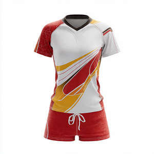 Nouvel ensemble de volley-ball 2026 pour femme : maillot col en V et short de football, 100 % polyester, uniformes de volley par sublimation - Product Image 2
