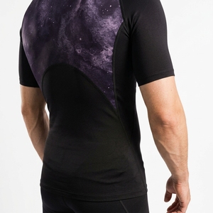 Men's Purple Sublimation <b>Compression</b> Rash Guard Short Sleeve Quick Dry <b>Gym</b> <b>Shirt</b> - Product Image 4