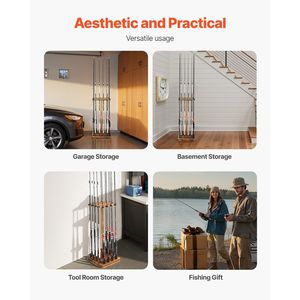 Supports de cannes à pêche à 16 pôles, support en bois rotatif à 360 degrés pour l'organisation et le rangement dans le garage, système de rangement pour cannes à pêche - Product Image 6