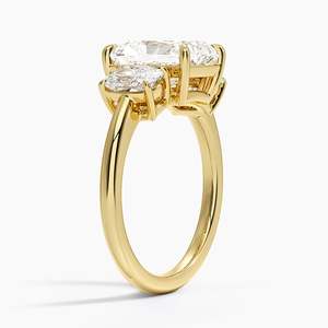 Faye Elongated Cushion Radiant Cut Moissanite Solitaire Engagement <b>Ring</b> 14K Gold Plated GRA Certified - Product Image 2