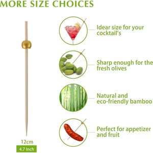 Palillos de Bambú para Cócteles de 12 cm, 600 Unidades, Palillos para Aperitivos, Bebidas, Postres, Bodas, para Brochetas de Charcutería - Product Image 3