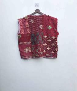 Chaleco Khambadi Tradicional Maharashtriano de Lana, Chaleco Acolchado de Invierno Hecho a Mano, Chaleco Indio Khambadi sin Mangas - Product Image 6