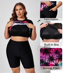 Custom Sublimation <b>Women's</b> Piece Breathable Rash Guard Swimsuit Shorts Sleeve Protection Swimwear Sports Bra Shorts Quick - Product Image 2
