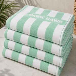 Serviette de plage à rayures vert menthe et blanches, serviette de piscine à rayures pastel, serviette d'été à rayures vert menthe, serviette de plage bicolore à rayures verticales - Product Image 5