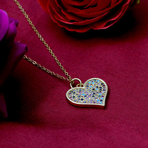 Wholesale 925 Sterling Silver Gold Plated Heart CZ Pendant Necklace Colorful Cubic Zirconia Jewelry <b>Gift</b> for Women - Product Image 4