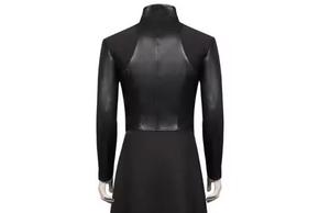 Unisex Eco-friendly PU Leather <b>Jacket</b> Front Logo Stand Collar Zipper Closure Long Sleeve Solid Color <b>Gothic</b> Style Winter Loose - Product Image 3