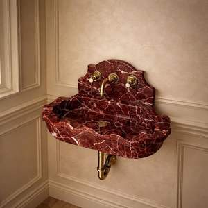 Lavabo de Baño de Mármol Rosso Levanto de Diseño - Product Image 1
