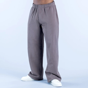 Pantalones anchos para hombre, hechos a medida al por mayor, 80% algodón, 20% poliéster, cintura elástica, bolsillos con cremallera, ajuste holgado, ropa exterior personalizada para hombre - Product Image 1