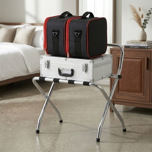 Meilleure VENTE eBay : Porte-bagages pliant moderne en métal avec étagère pour hôtels et salons - Product Image 1