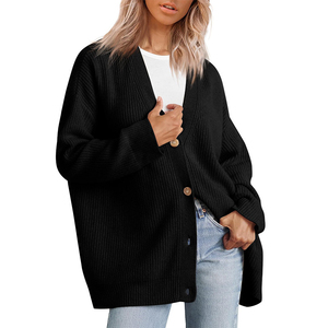 Women's Custom Color Drop Shoulder Oversized Button Down Winter Thick Warm Your Own Brand Name Chenille Patches <b>Cardigan</b> <b>Sweater</b> - Product Image 1