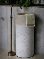 Lavabo sur pied en marbre blanc facetté, évier de comptoir en pierre, design vertical moderne, pour hôtels, usage commercial et entrepôts, avec drain
