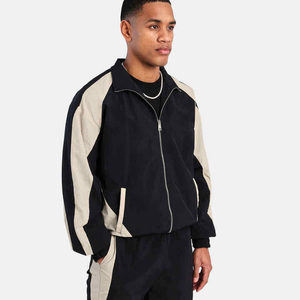 Men Color Blocking Tracksuit Full Length Zipper Closure Regular Fit Turn-<b>down</b> Collar Polyester Nylon Casual Wear Streetwear - Product Image 2